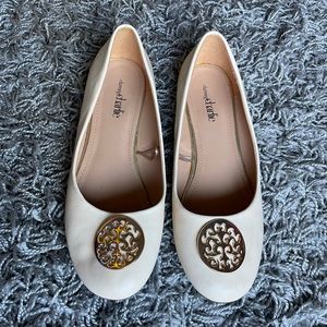 Charming Charlie Cream & Gold Flats
